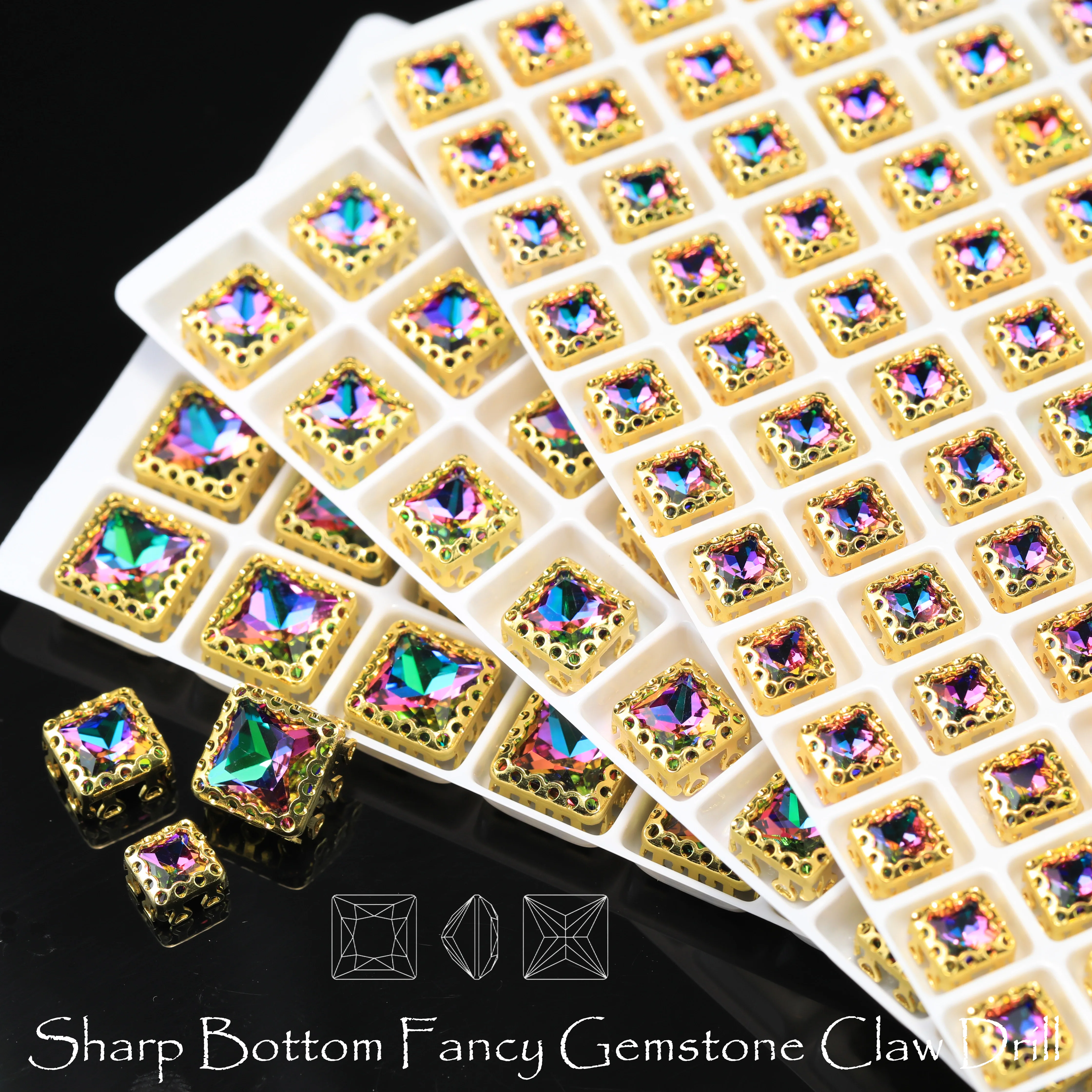 Princes Square Fancy Stone Moonlight Glass Kristalle Vogelnest-Krallen-Strasssteine für DIY Handarbeiten Schuhe Taschen Kleidung Kunsthandwerk