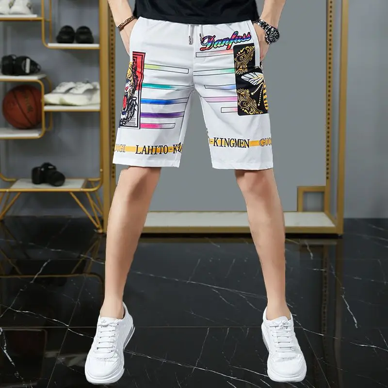 thumbnail image 1 of Pantalones cortos deportivos para hombre, elegantes, a granel, novedosos, sueltos, finos, de verano, para personalizar, ropa de calle con hielo, pantalones cortos para hombre, tallas XL y XXL, 1 of 5