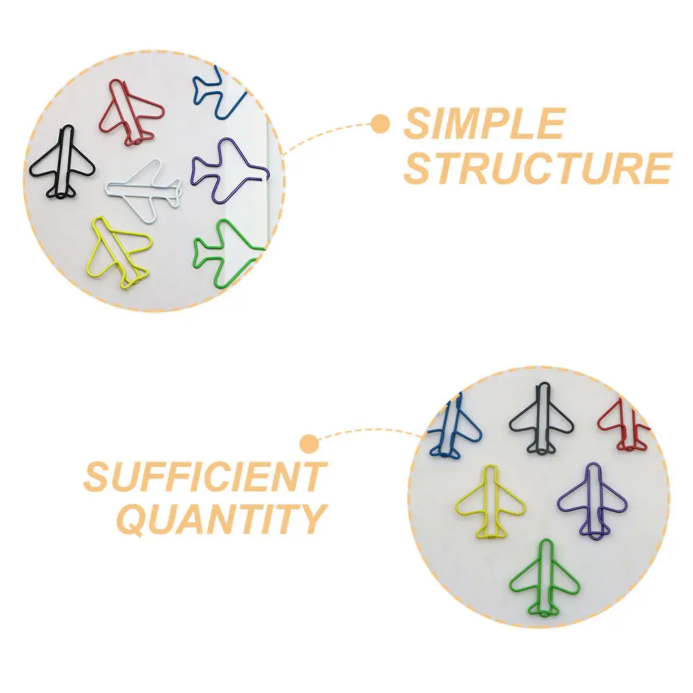 70Pcs 비행기 종이 클립 다채로운 기능성 데스크탑 정리함 북마크 클립 문서 홀더 사무용품 장식 학생용