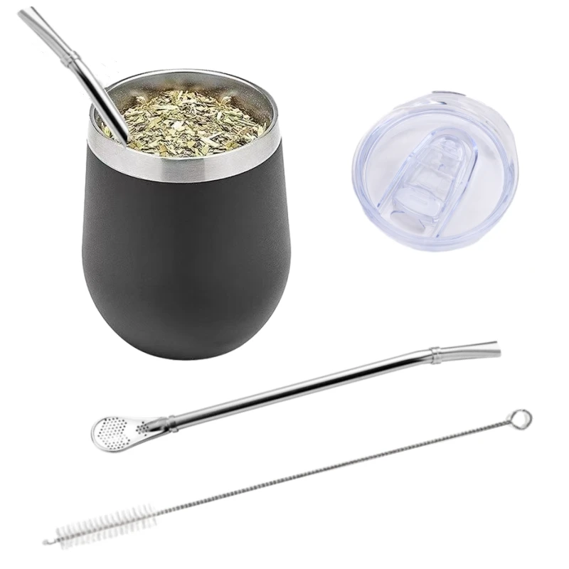 Premium Yerba Mate Gourd Set – Double-Wall Stainless Steel Tea Cup with Bombilla