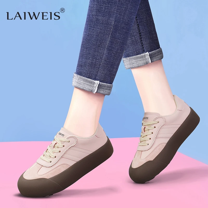 

Woman Vulcanized Shoes Trend Preppy Flat Sneakers Women Shoes Casual Spring Autumn Platform Lace Up Sneakers For Ladies Vintage