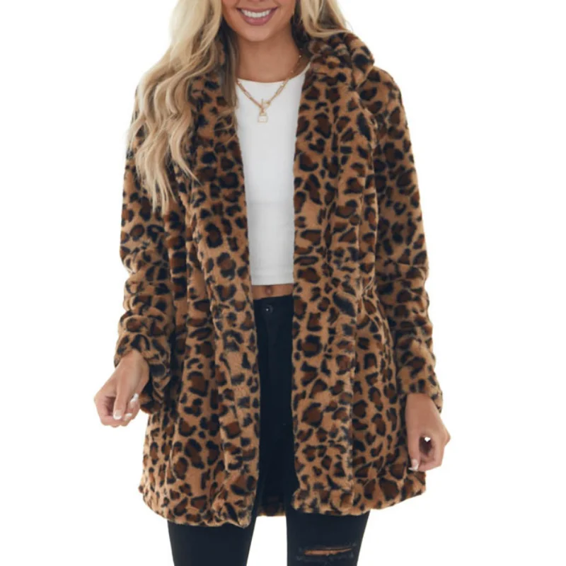 

Autumn and Winter New Versatile Temperament Women's Clothing Splice Pockets Fashion Print Lapel Long Sleeve Commuter Sweater
