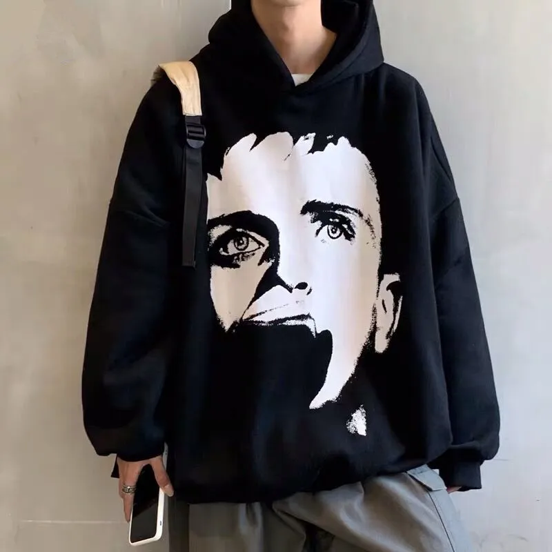 

Oversized Hoodie Face Print Y2k Clothes Men Loose Pullover Long Sleeves Sweatshirt Harajuku Streetwear Men Casual Top
