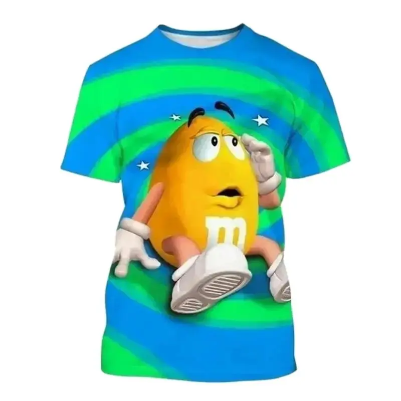 Summer Men Fun Fun Cute M Chocolate Bean Cartoon T-Shirt Fashion 3d Printed O Collar Short Sleeve Loose Casual Plus Size Top men t shirt