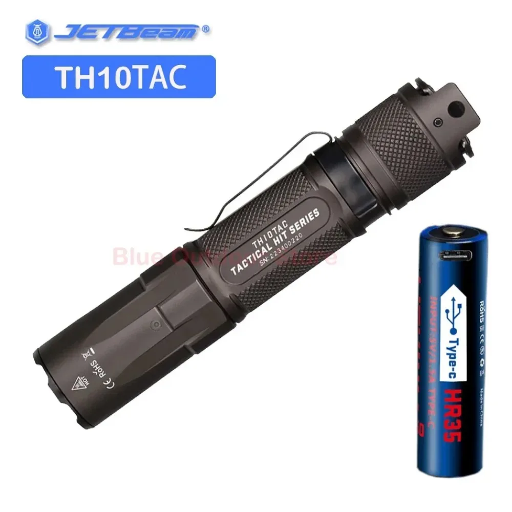 JETBEAM TH10R/TACT Flashlight 2000 Lumens USB Rechargeable XHP35 HD LED USB Rechargeable EDC High Power Tactical Flashlight