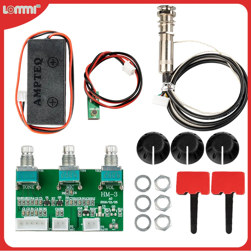 

LOMMI Guitar Pickup Circuit Board Set Sound Hole Paste Type Pickup Endpin Pickup Piezo Guitar Equalizer Set W/ Knobs&Screws