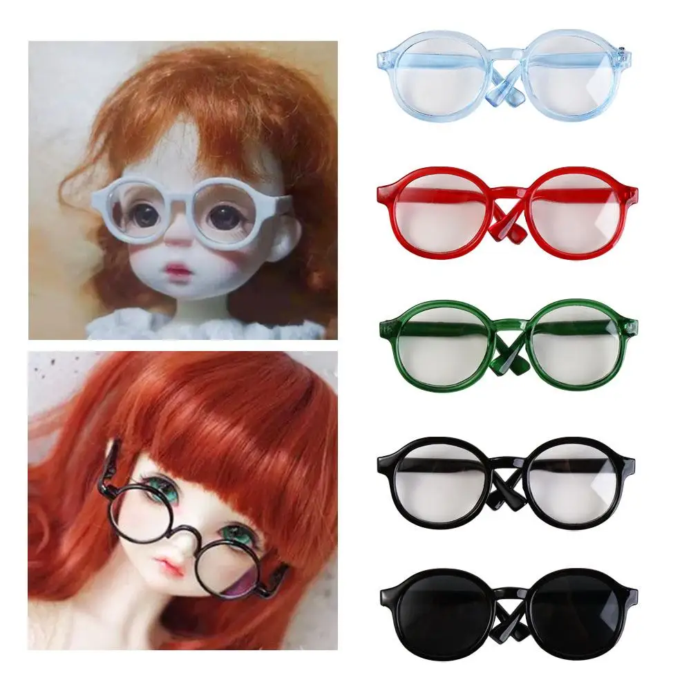 Doll Accessory Transparent Plastic Glasses Transparent Candy Color Round Transparent Glasses 6.5CM 9CM Miniature 6