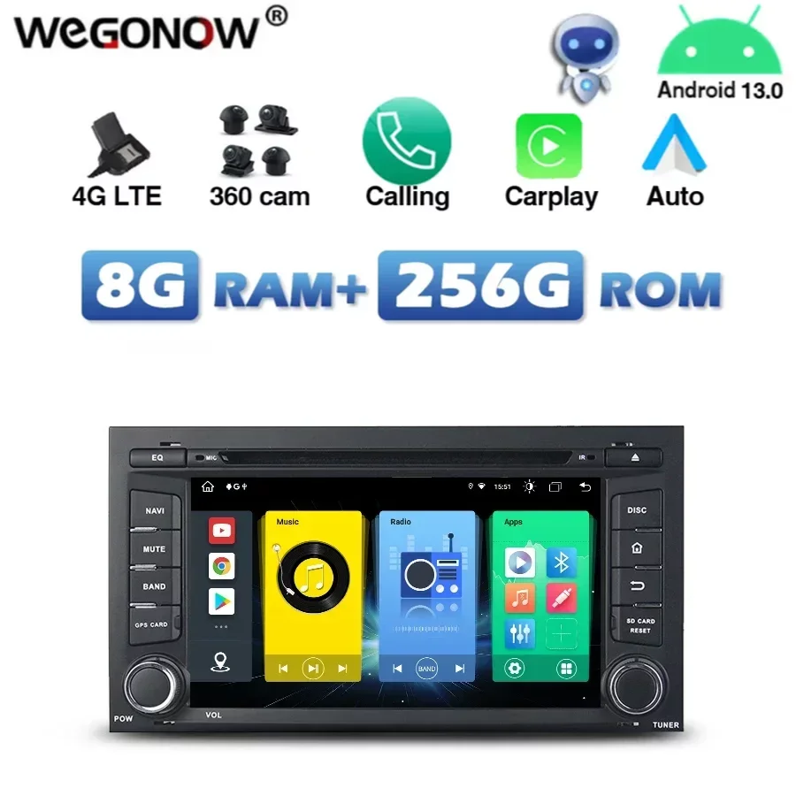 4G Sim Dsp Ips Wireless Carplay Auto Android 13.0 8G + 256G Lettore Dvd Per Auto Gps Rds Radio Wifi Bluetooth Per Vw Seat Leon 2014-2017