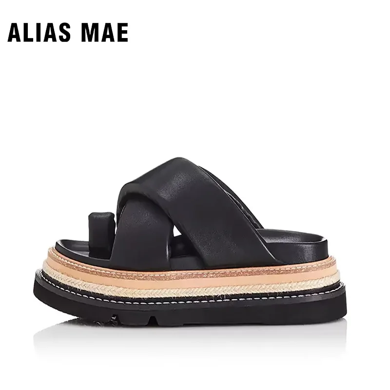 

ALIAS MAE VENGA Luxury Summer Thick Sole Sandals Top Designer Women's Brand Logo Beach Handmade Slippers