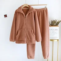 2026 New Autumn/Winter Pajama Set Couple Flannel Long Sleeve Pants Two Piece Coral Fleece Home Fur for Men and Women - Image 3