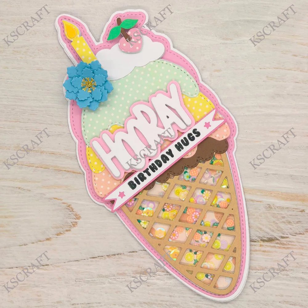 KSCRAFT 아이스크림 미니 앨범 커팅 다이 스텐실 DIY 스크랩북 장식 엠보싱 DIY 종이 카드