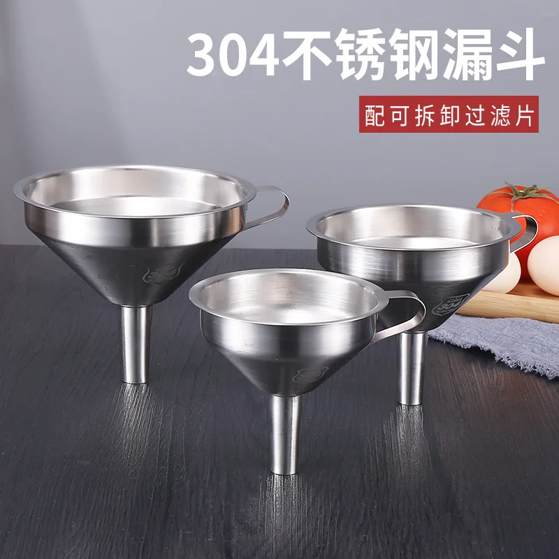

Stainless Steel Funnel Kitchen Oil Liquid Funnel Metal Funnel with Detachable Filter Wide Mouth Funnel for Canning Kitchen Tools