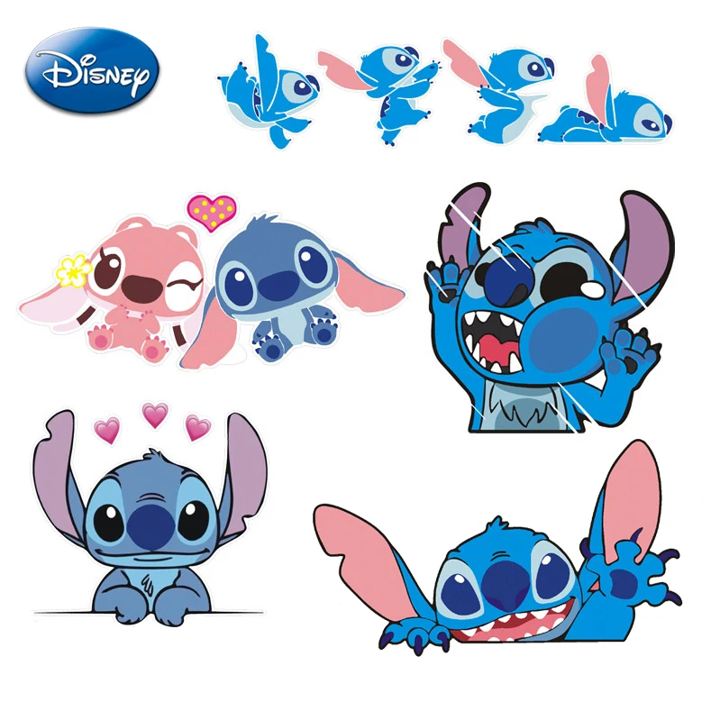 Disney Stitch Car Sticker Kawaii Anime Figure Stitch Auto Window Driving Mirror Decals Rear Windshield Stickers Deco