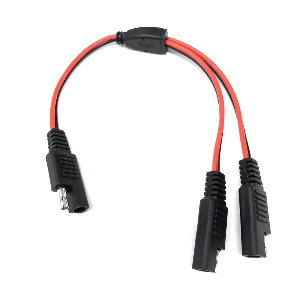 DIY 30cm 1 to 2 SAE Power Extension Cable Adapter Connector 2 Pin Quick Connect Disconnect Plug SAE Power Extension Cable 18AWG