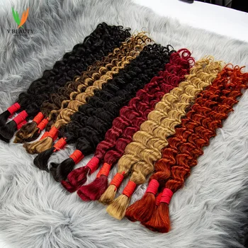 Boho Deep Wave Bulk Human Hair Braiding Hair Peruvian Virgin Human Hair Extensions 2 Bundles Per of 1 pack 1