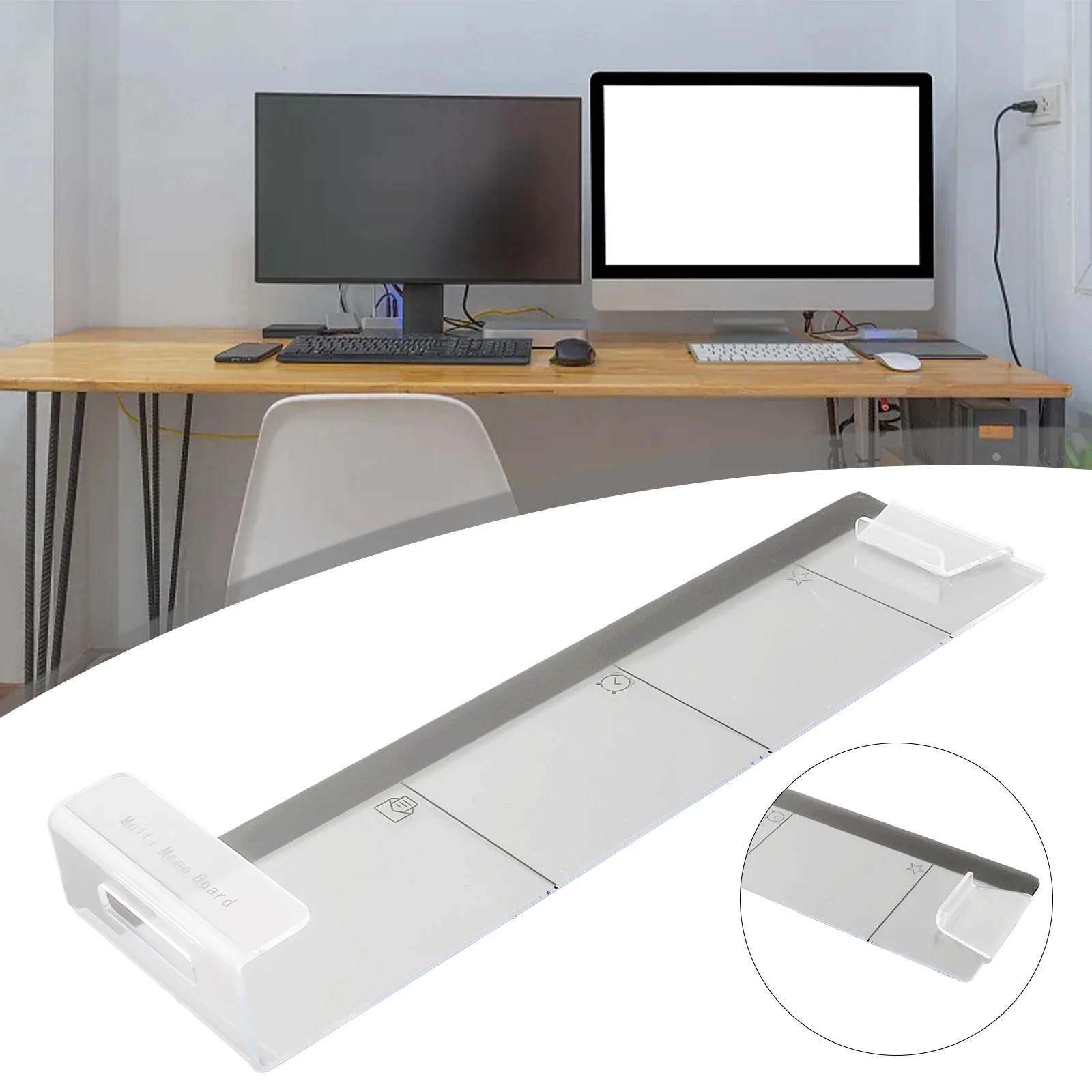 Sticky Note Holder 30 X 8 X 2cm Memo Board Office School Tiny Storage Transparent Wear-resistance Acrylic Creative 4