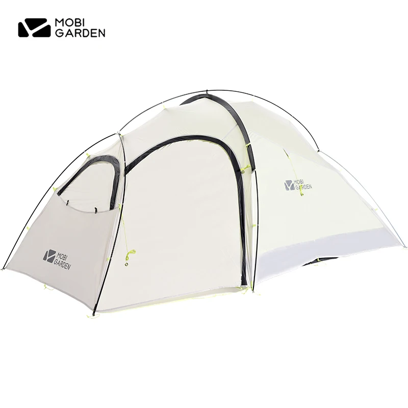 MOBI GARDEN Nylon 20D Silicon Camping Tent 2.42kg 3 Person Backpacking Tent Waterproof With Free Mat Outdoor Hiking Double Layer