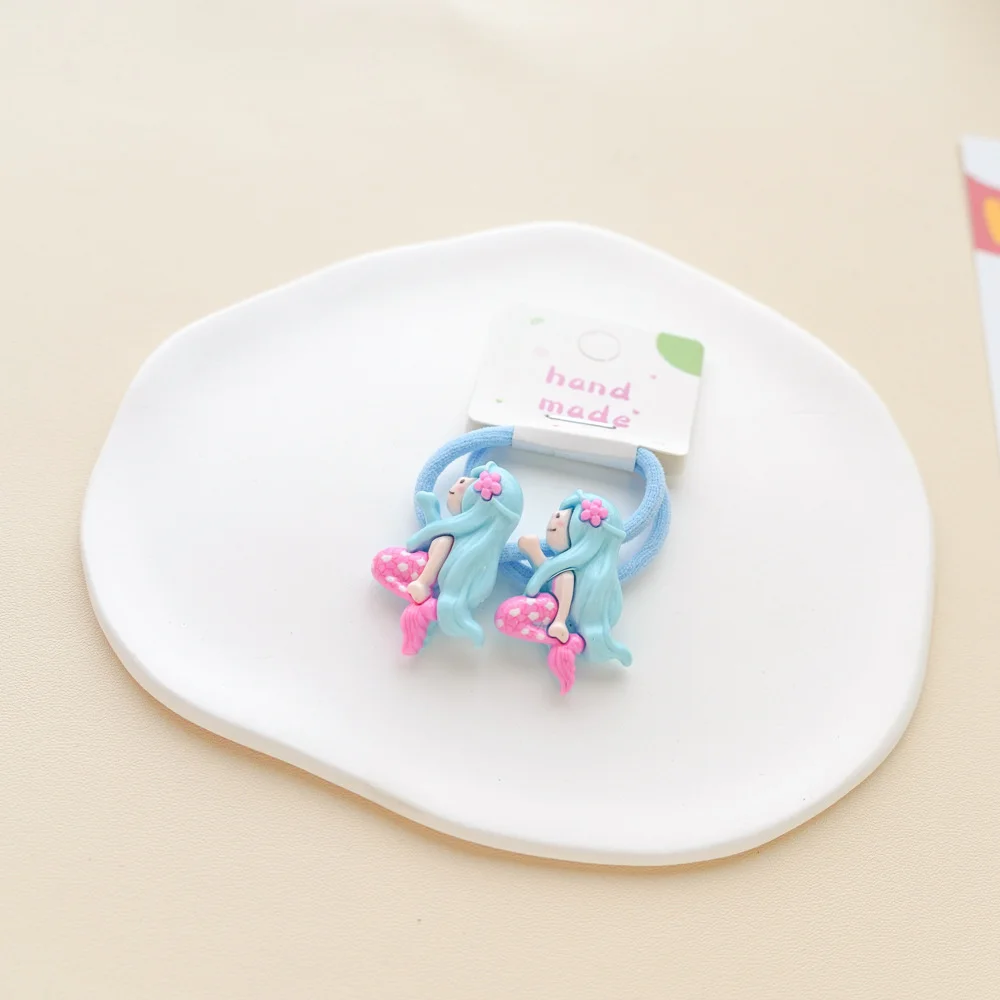 2PCS Neue Reizende Cartoon Meerjungfrau Harz Mädchen Kinder Elastische Haar Bands Prinzessin Haar Zubehör Kinder Haar Krawatten Baby headwear – Detail 15