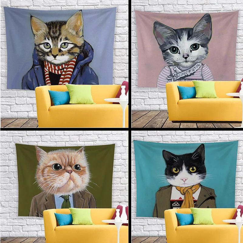 

Tapestry Cartoon Cat Creative Design Backgroud Bedroom Living Room Home Decoration Hanging Curtain Simple Fashion Children Teens