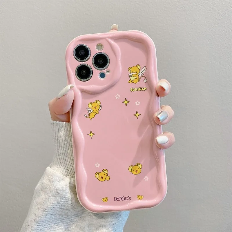Pink Star Wing Holder Cartoon Soft Phone Case - Wave TPU Capa