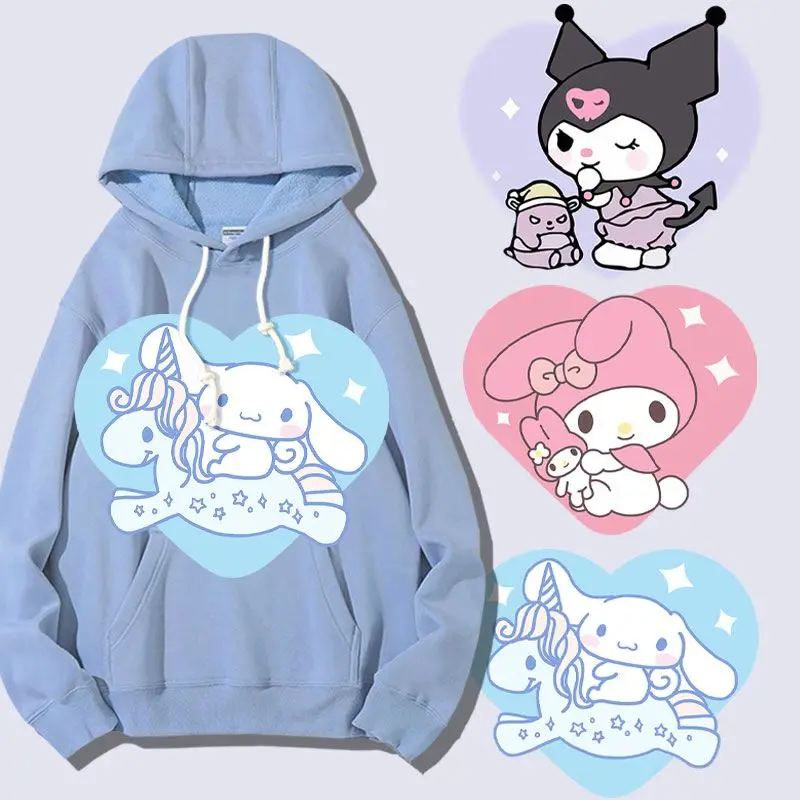 

Sanrio Kawaii Hoodie Lady Cinnamoroll Mymelody pochacco Kuromi Hooded Top Cartoon Printed Coat Trend