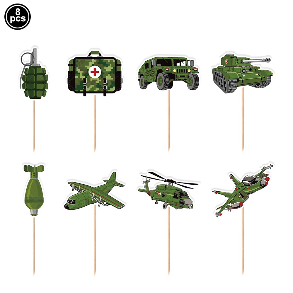 Camouflage Birthday Party Tank Cake Topper Happy Birthday Sign Cake Decor Soldier Camouflage Army Military Party Decors