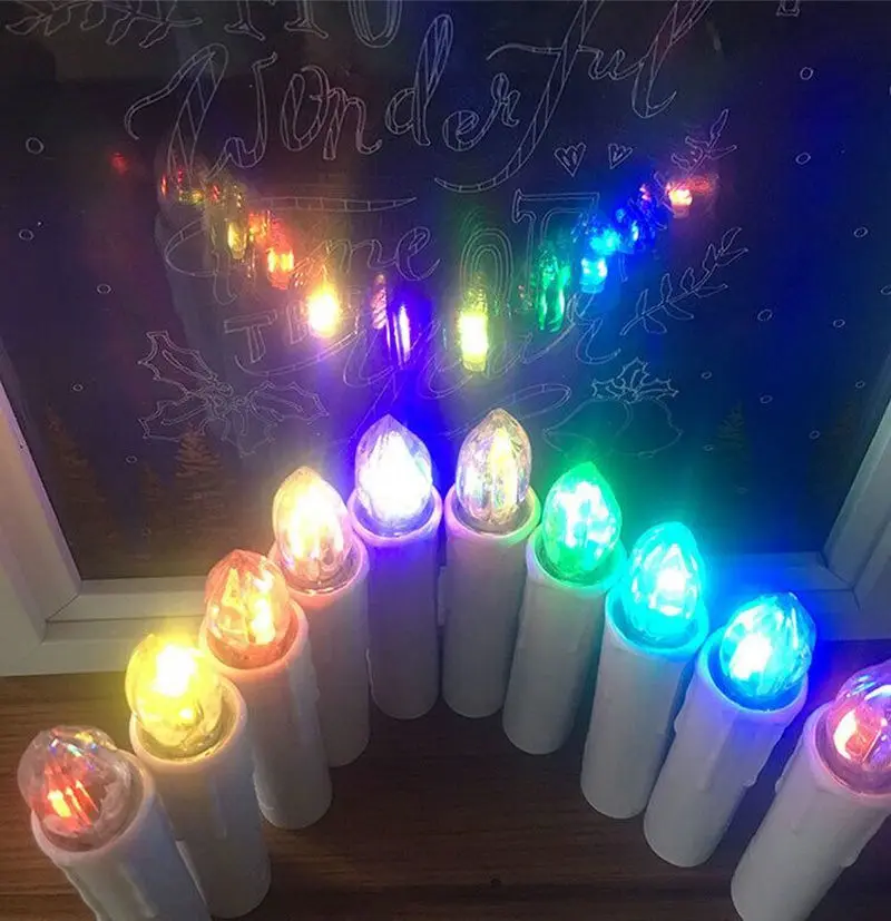 

10/20pcs Remote controlled Led candlestick Flameless Window Candle Battery Operated Led Taper Candles Light w/Clips&Suction cup