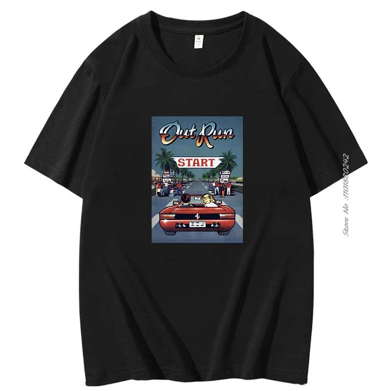 T-Shirt In Cotone Vintage Out Run Anni '90 Camisas Fashion Old School Japan Arcade Tops Hombre Videogioco Outrun Tee Top Camisas
