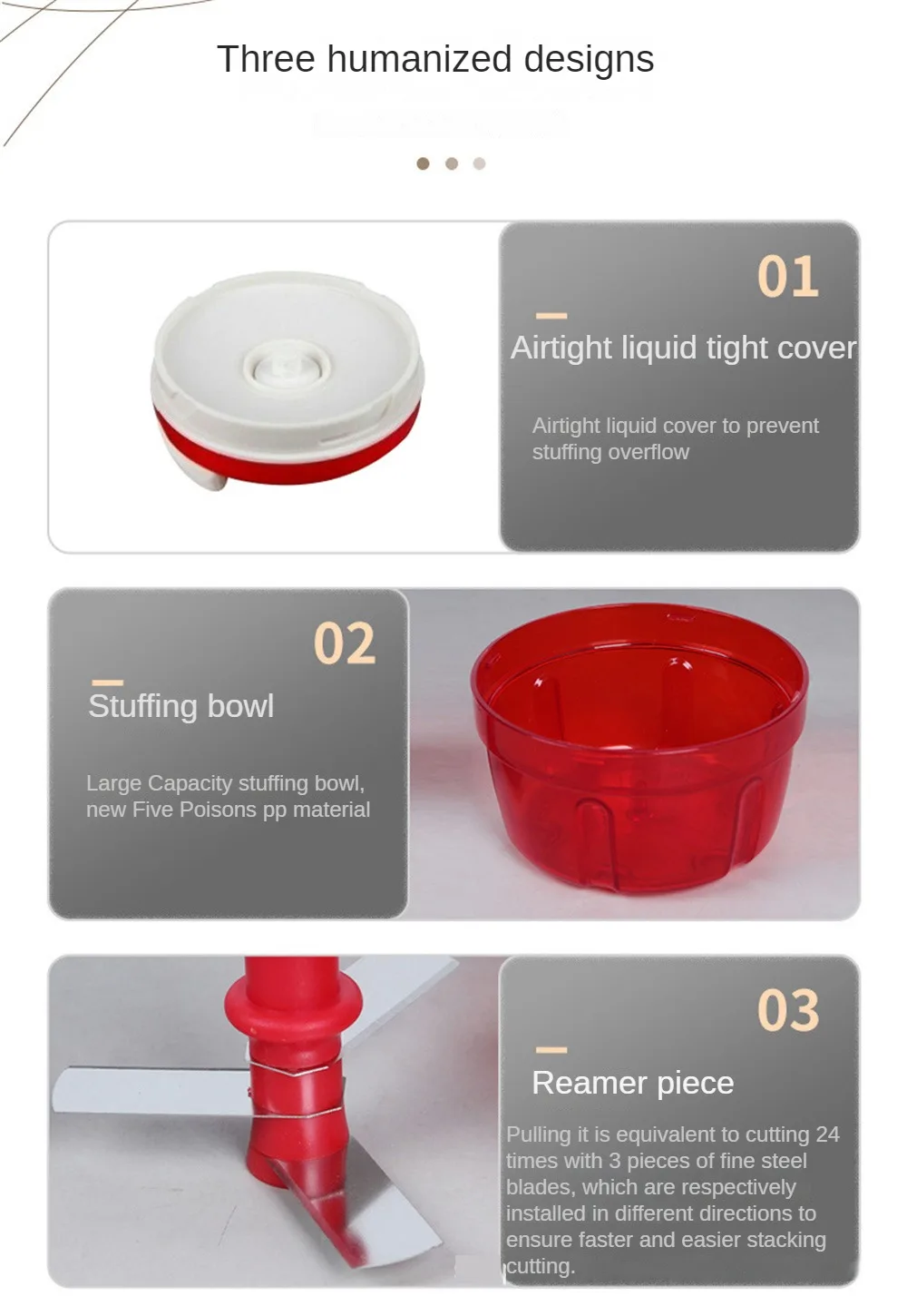Description Picture 5 of itemMulti-function Manual Food Chopper Meat Machine Crusher Blender Household Vegetable Chopper Shredder Garlic Cutter Meat Blender