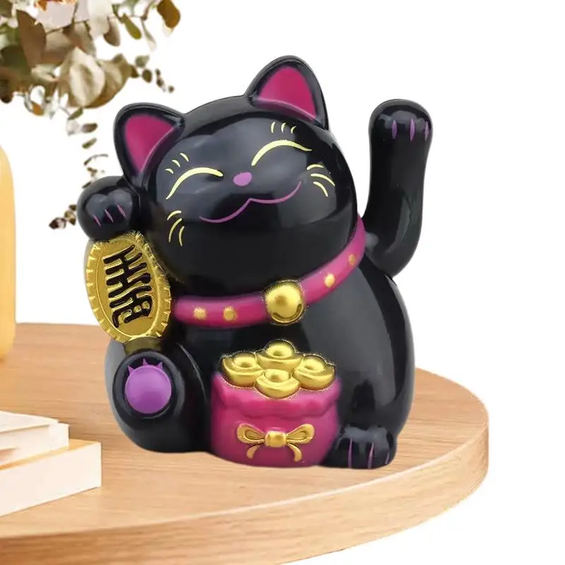 Chat Porte-Bonheur Agitant Solaire - Maneki Neko Blanc - Décoration Pour Maison/Bureau - 10.3 Cm