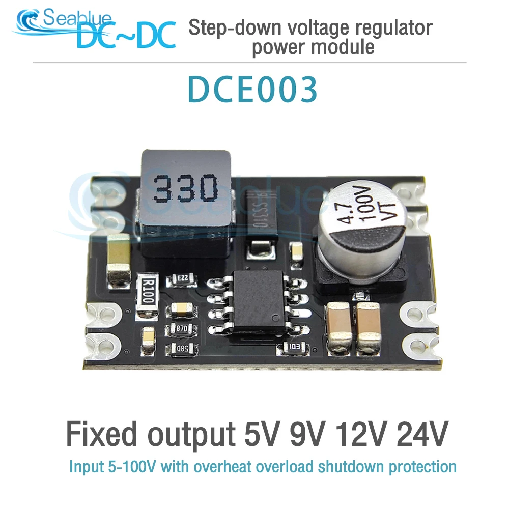 Adjustable Voltage Regulator Power Module - DC 7-100V to 5V/9V/12V/24V, 2A Step Down Converter