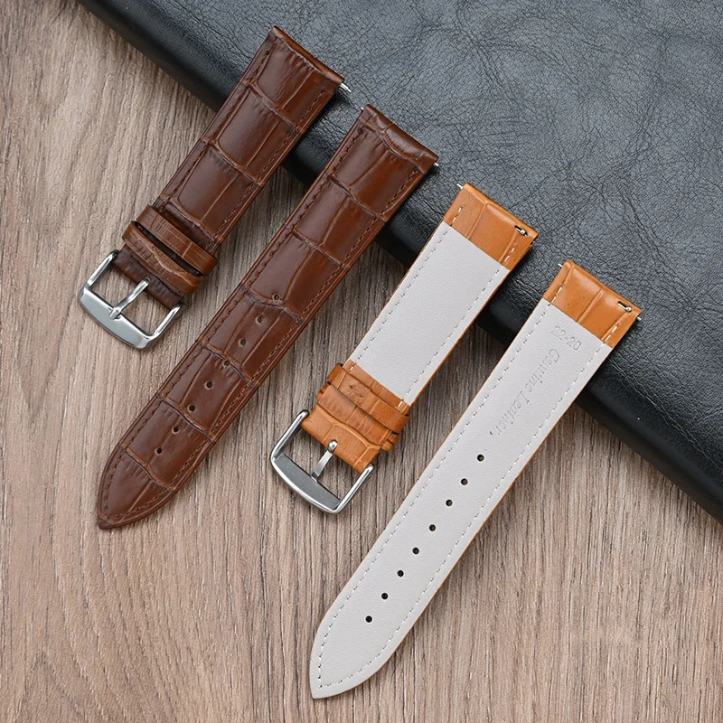 Universal Genuine Leather Quick Release Watch Band Strap - Premium Cowhide Bracelet