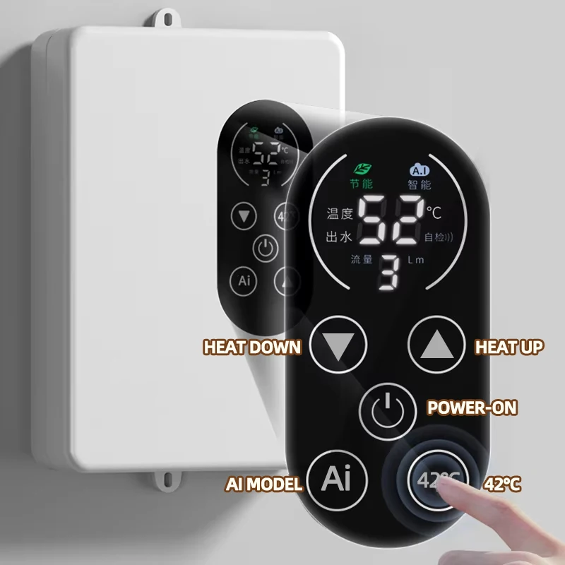 เครื่องทำน้ำร้อนไฟฟ้าติดผนังอัจฉริยะเครื่องทำน้ำอุ่นเครื่องควบคุมอุณหภูมิเครื่องทำน้ำอุ่นแบบไม่มีถัง110V/220V 1