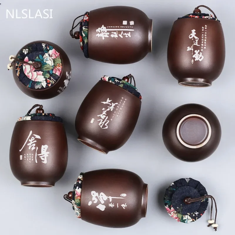 Ceramic Jar Travel Teacan Tea Set Teacup Sugar Bowl Kitchen Spice Jars Spices Storage Box Sealed Tea Box ceramic storage jar airtight container