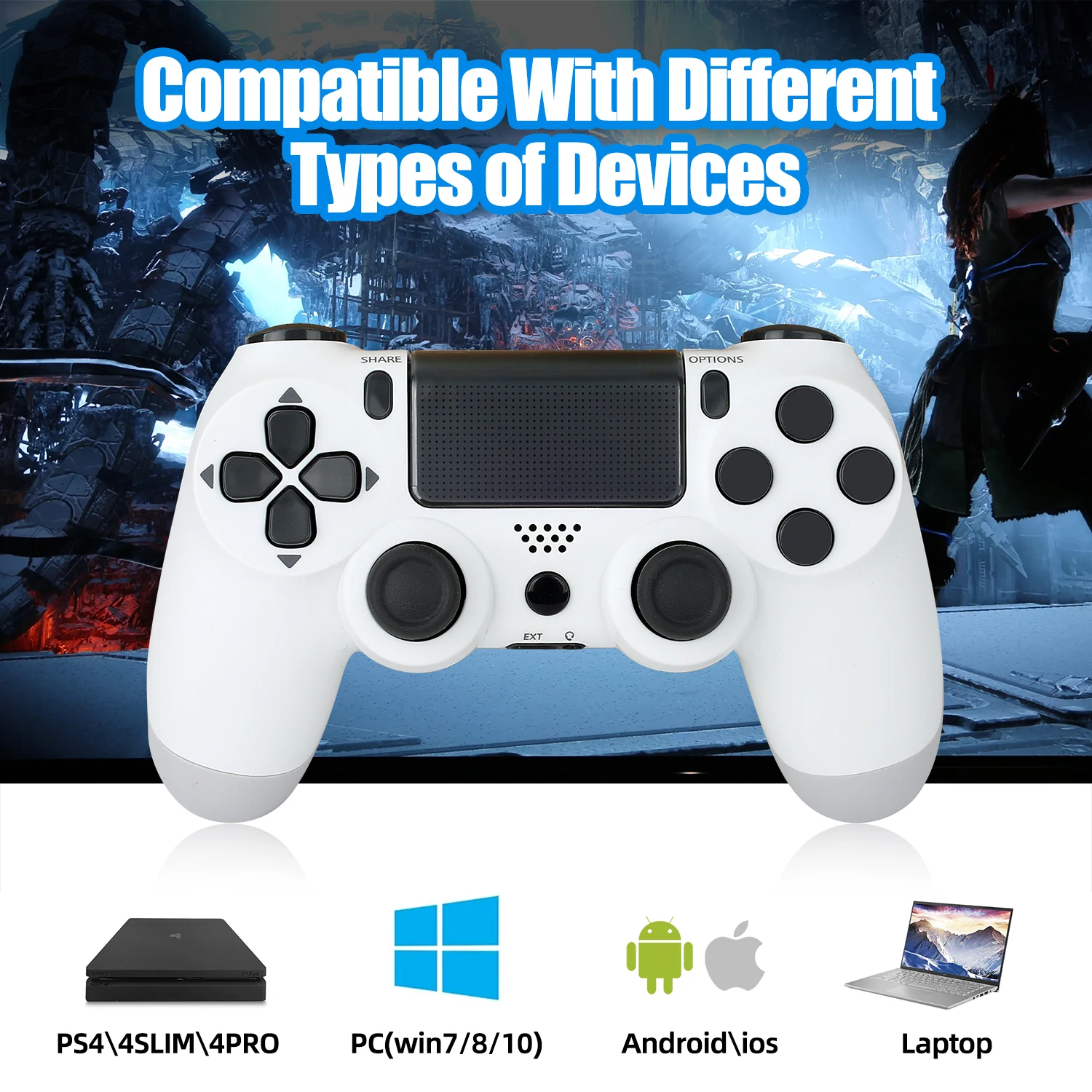 Bluetooth wireless controller for PS4, dual vibration controller play station 4 for PS4/PC