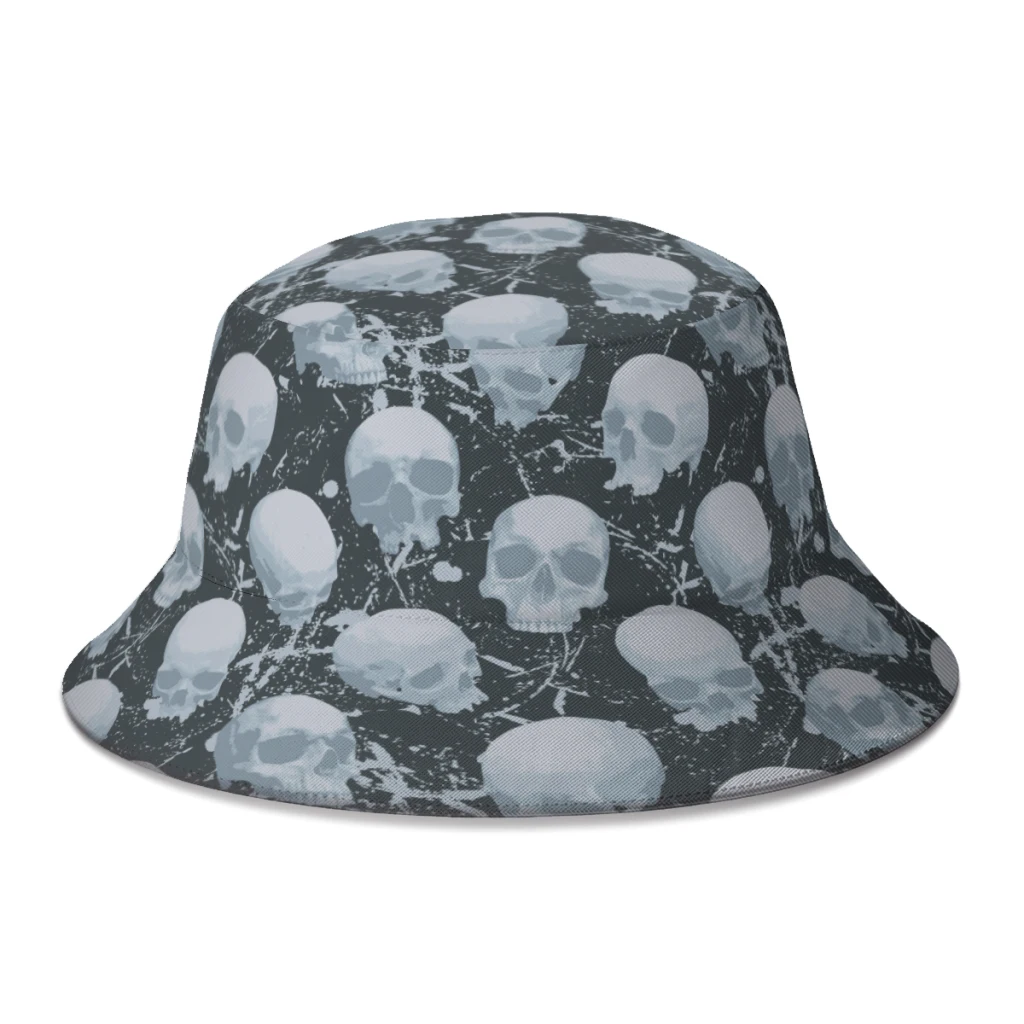Złowrogie Ludzkie Czaszki Czaszka Kapelusz Typu Bucket Dla Kobiet Mężczyzn Nastolatka Składana Bob Rybaczka Czapka Panama Jesienna