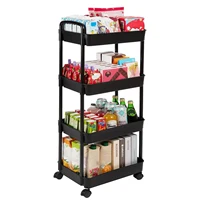 1pc 4-Tier Rolling Storage Cart with Wheels and Sturdy Handle Mobile Organizer for Kitchen Bathroom Office 2