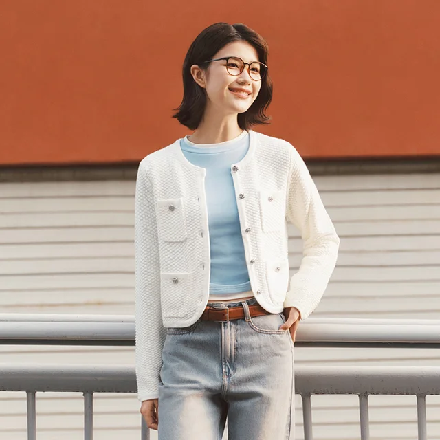 Semir Soft Cardigan For Woman 2026 Short Crew Neck HighWaist Elegant Gentle Women Stylish Top Spring Sweater 6