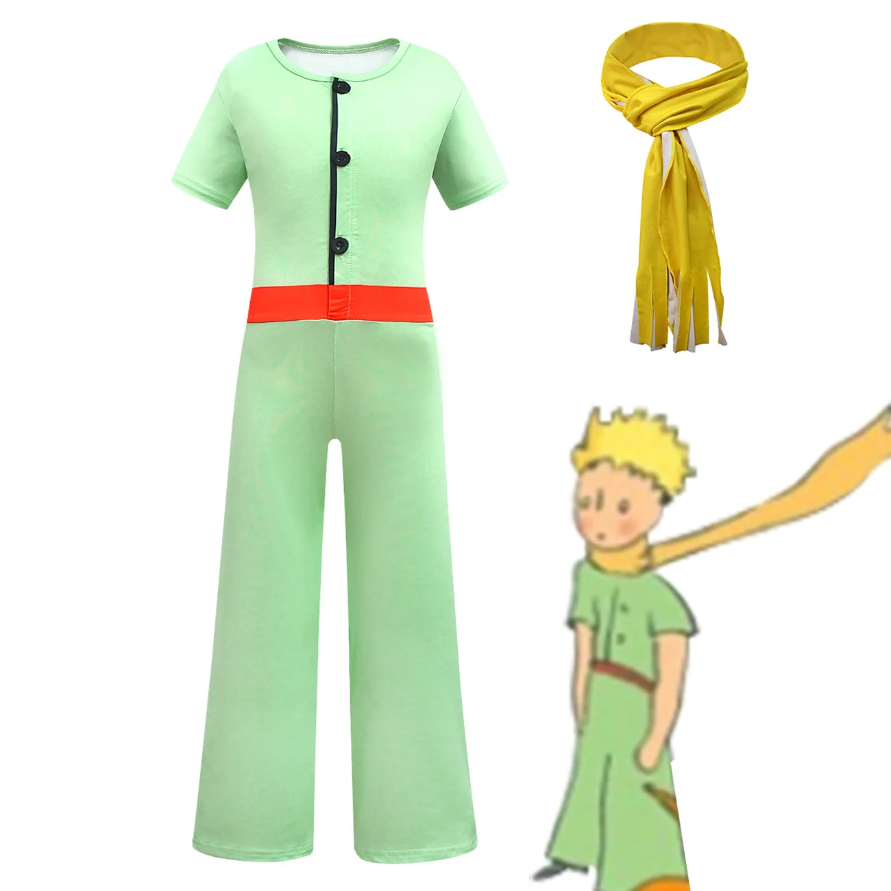 Movie Le Petit Prince Cosplay Costumes for Kids Clothes Boys Short Sleeve Tshirt and Pants Sets Children Cartoon Birthday Outfit