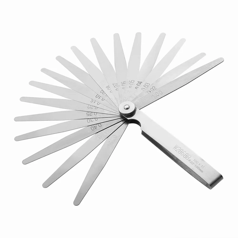 17 Blades Feeler Gauge Stainless Steel Gap Filler 0.02-1.0mm Thickness for Measurement Tool High-Precision