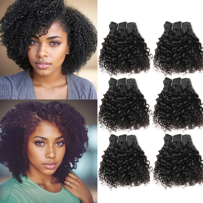 Blonde Curly Human Hair Bundles Short Jerry Curly Hair Bundles 6pcs/lot Natural Brazilian Weave T1b30 27 99 Extensions
