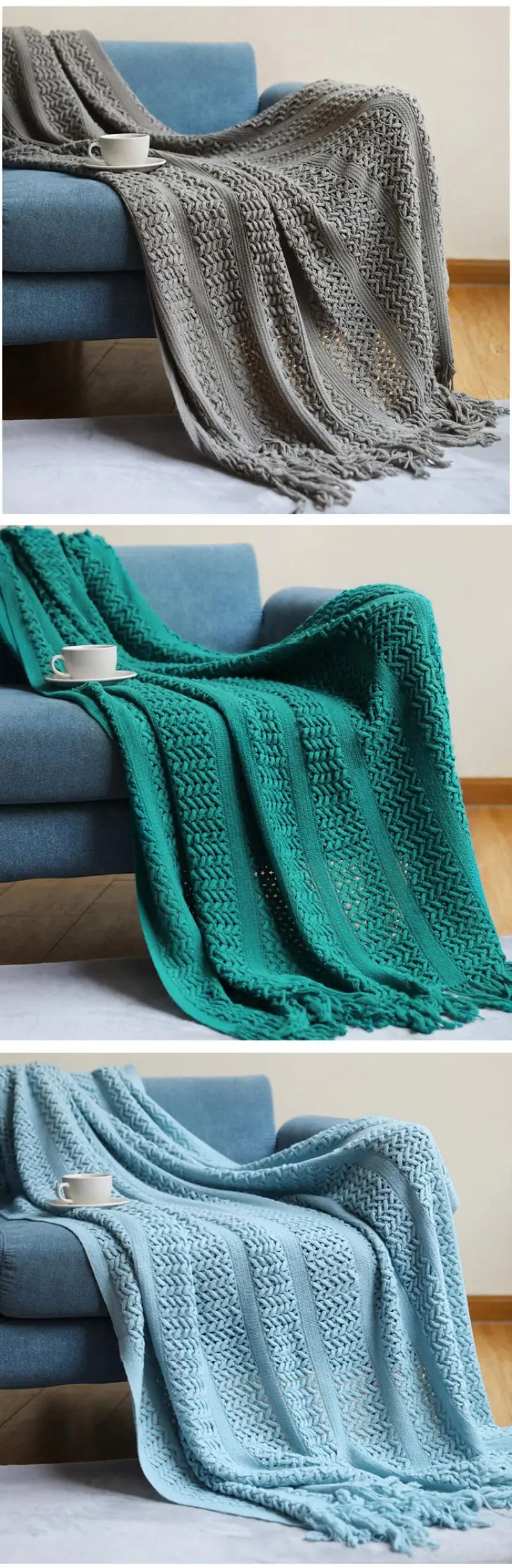Einfache Strickdecke Abdeckung Reine Casual Decke Bett Ende Multifunktions Dekorative Decke Sofa Decken Abdeckung Decken – Detail 6