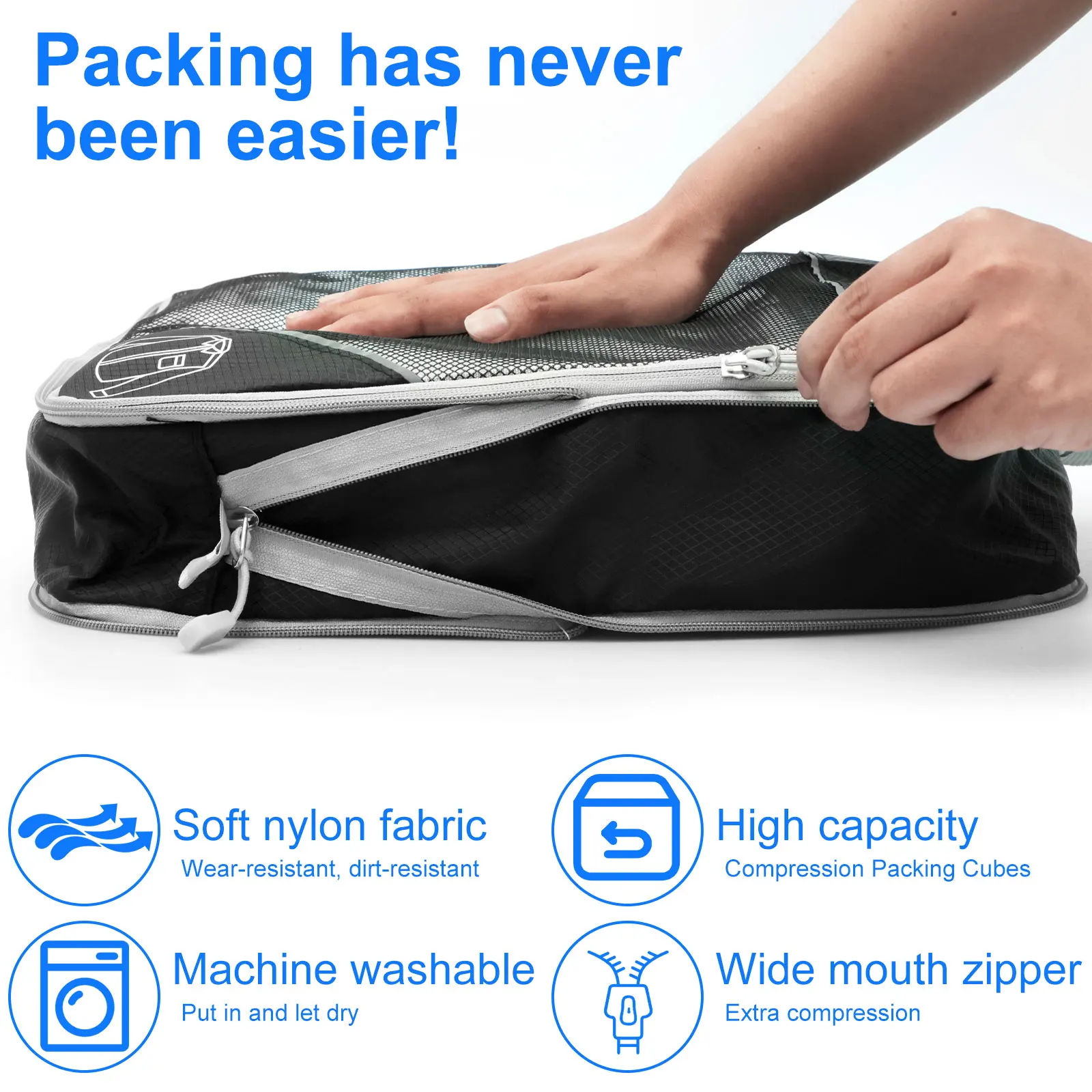 6-Piece Lightweight Compression Packing Cube Set with Storage Bag