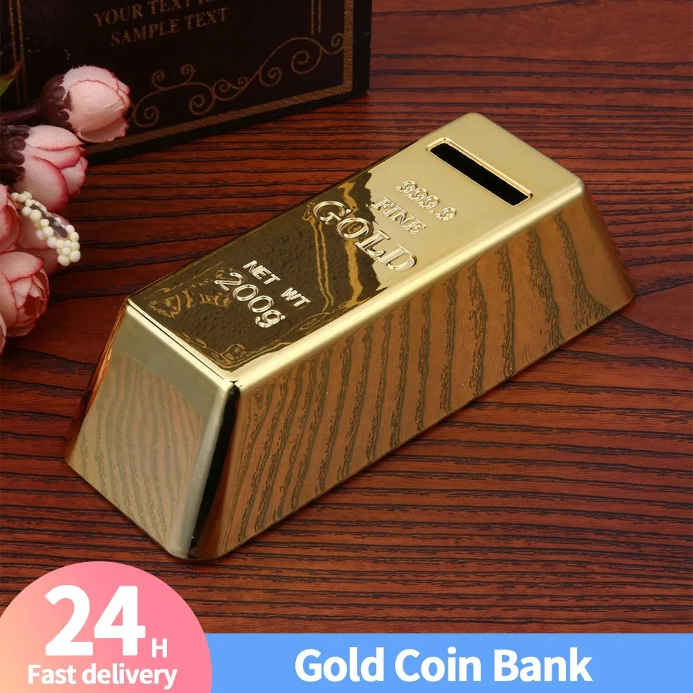 Piggy Bank ABS Plastic Gold Bullion Brick for Kids Children Birthday