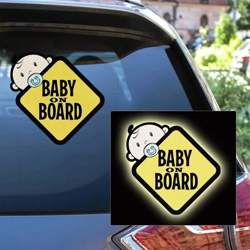 Adesivi per auto per bambini con forte riflessività, resistenti all'acqua e al sole, adatti per la sicurezza, con logo auto, adatti per la parte posteriore riflettente - immagine 3