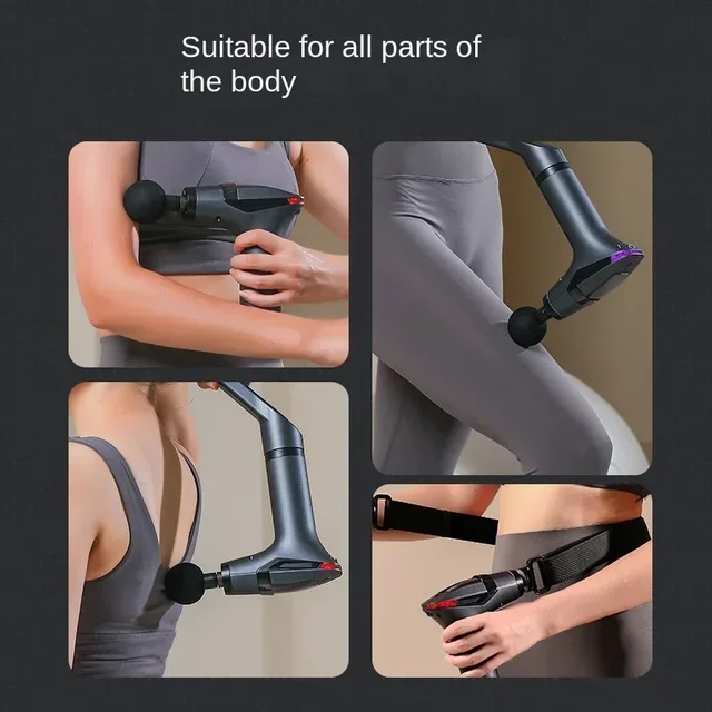 Extended Handle Massage Gun - RGB Light & Variable Speed Muscle Relaxation for Back/Legs Fitness Vibration Massager with Strap 4