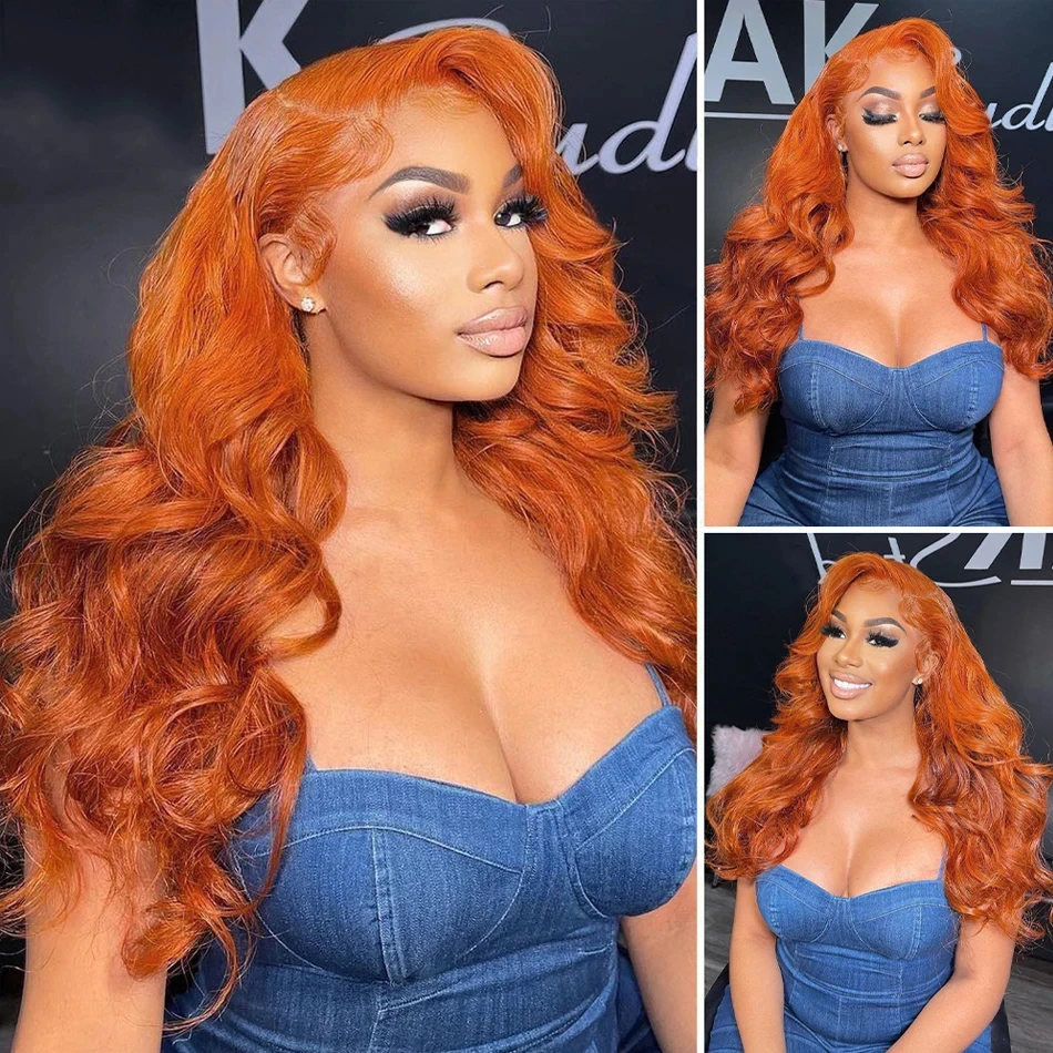 Human Hair Wigs Orange Ginger 13x4 HD Lace Front Human Hair Wigs For Women Pre Plucked Body Wave 13x6 HD Lace Frontal Wigs Human Hair Wig lace front wig front lace wig