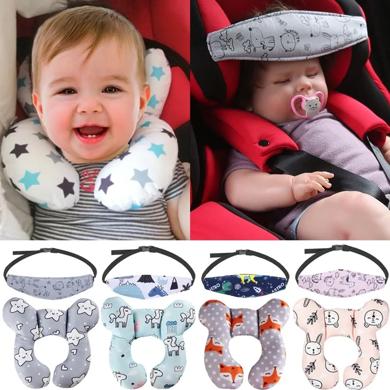 Baby Pillow Head Support Belt Set Protective Travel Car Seat Head Neck