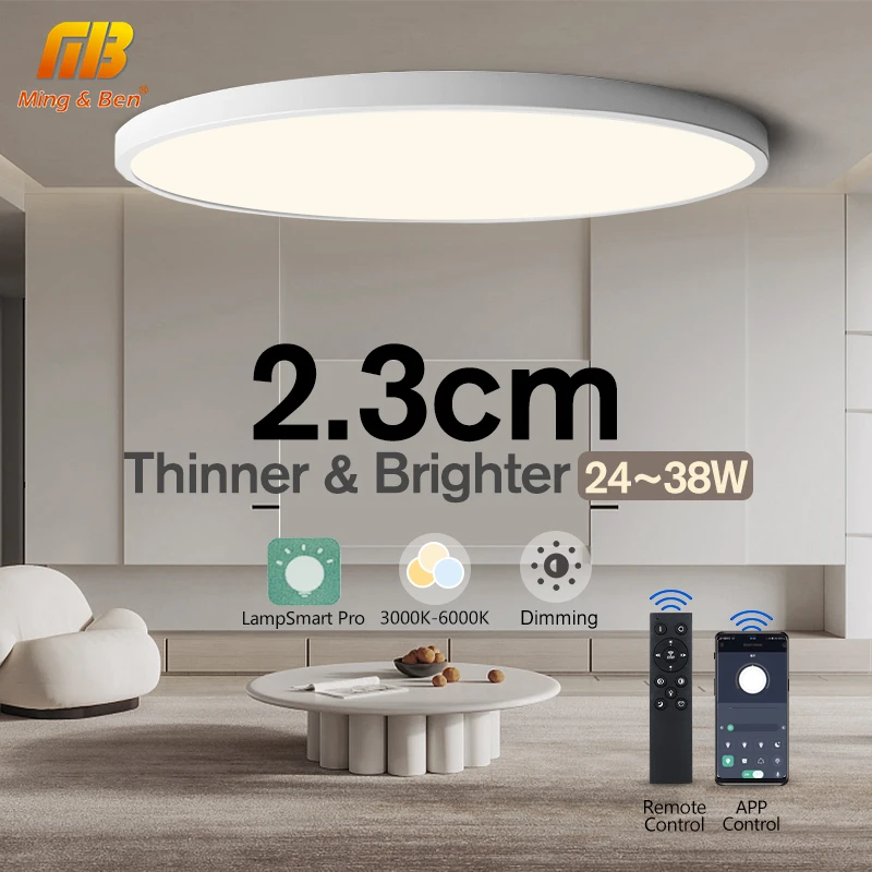 0.9inch Ultra-thin Smart Led Ceiling Lights APP/Remote Control RGB Lamp Dimmable Indoor Lighting for Halloween Living Room Decor