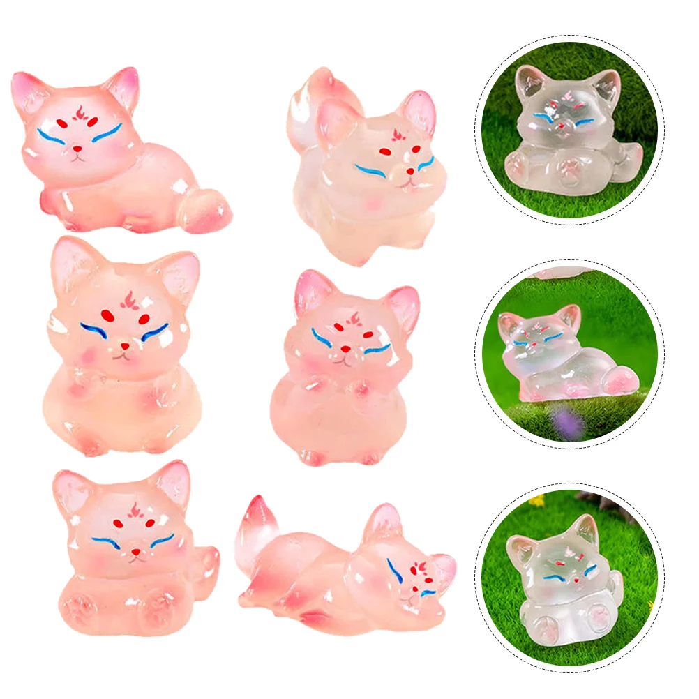 

Glow in The Dark Cat Figurines Micro Landscape Bookshelf Desktop Ornament Figurines Bookshelf Decor Sculpture